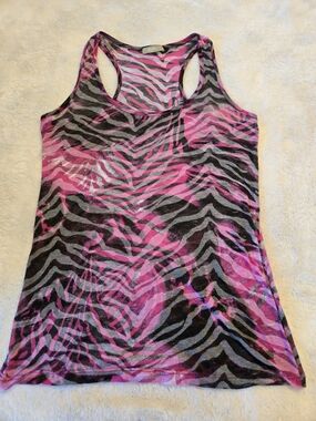 Pink Zebra-Print Racerback Tank Top